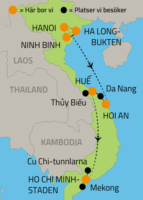Geografisk karta över Vietnam.